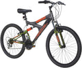 Dynacraft Vertical Gauntlet 24 Inch Bike, Teenager Bicycle Age 13-17, Mountain Bike for Men, 21 Speed Shimano Gear Shifters, Full Suspension, Adult Bicycle, Trail Ready Design