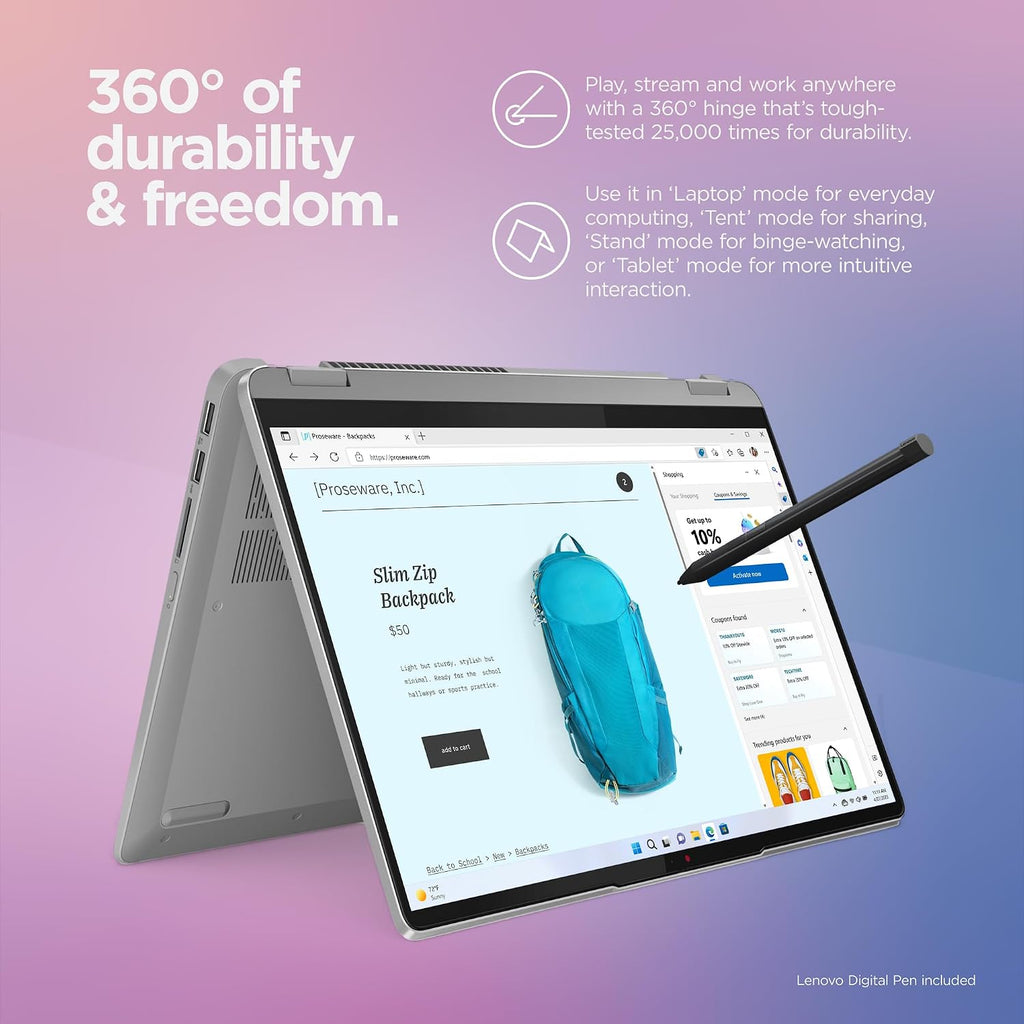 Lenovo IdeaPad Flex 5i - Everyday Notebook - 2-in-1 Laptop Computer - Windows 11-14' WUXGA Touchscreen Display - 8GB Memory - 256GB Storage - Intel Core i5-1335U - Arctic Grey