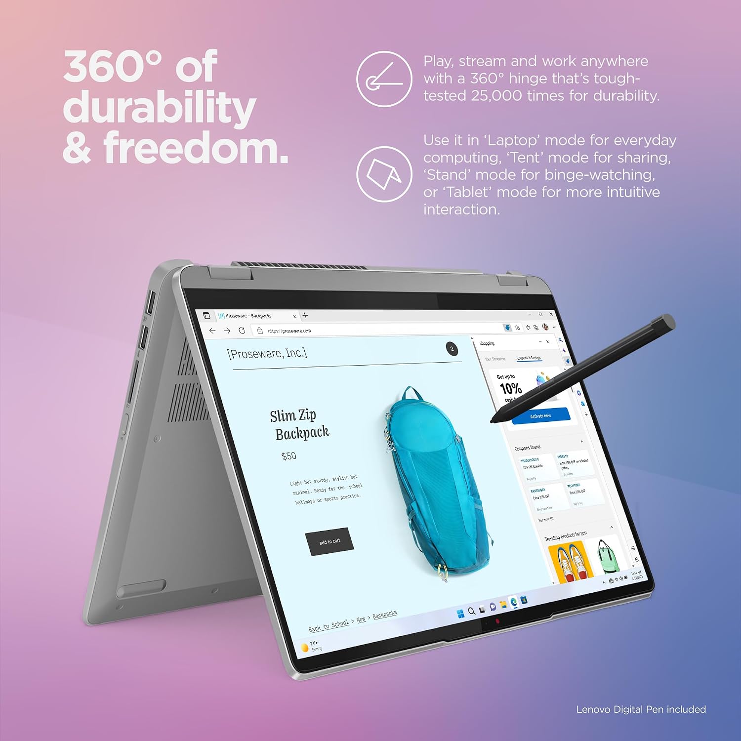Lenovo IdeaPad Flex 5i - Everyday Notebook - 2-in-1 Laptop Computer - Windows 11-14' WUXGA Touchscreen Display - 8GB Memory - 256GB Storage - Intel Core i5-1335U - Arctic Grey