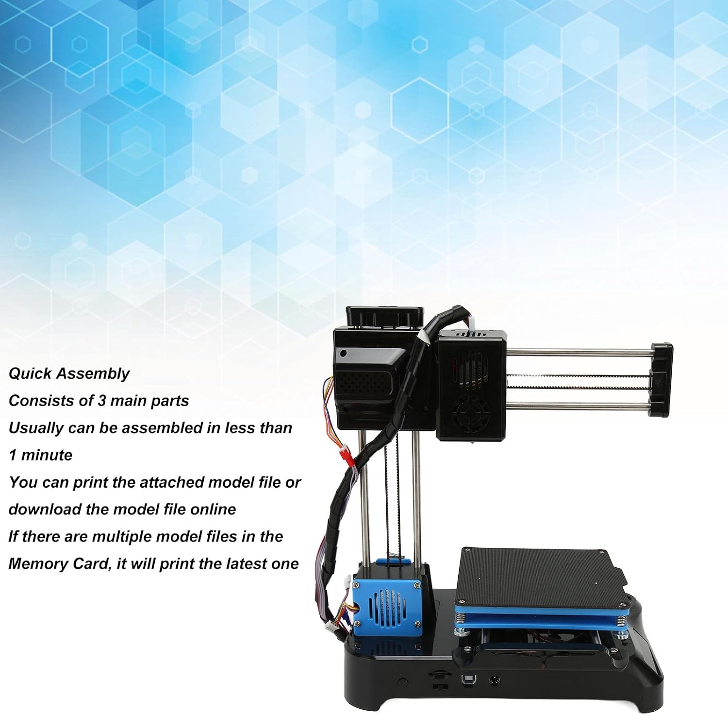 Gonetre FDM Mini 3D Printer Quiet High Accuracy Upgraded Extruder Technology 4x4x4in Printing Volume Small Portable 3D Printer for Beginners Kids DIY Enthusiasts Black (US Plug)