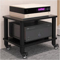 Audio Rack Stereo Rack Wooden Audio Equipment Rack Audio Open Rack Cabinet HiFi Rack Audio-Video Shelving with Wheels Movable(Nero,2 Tier)