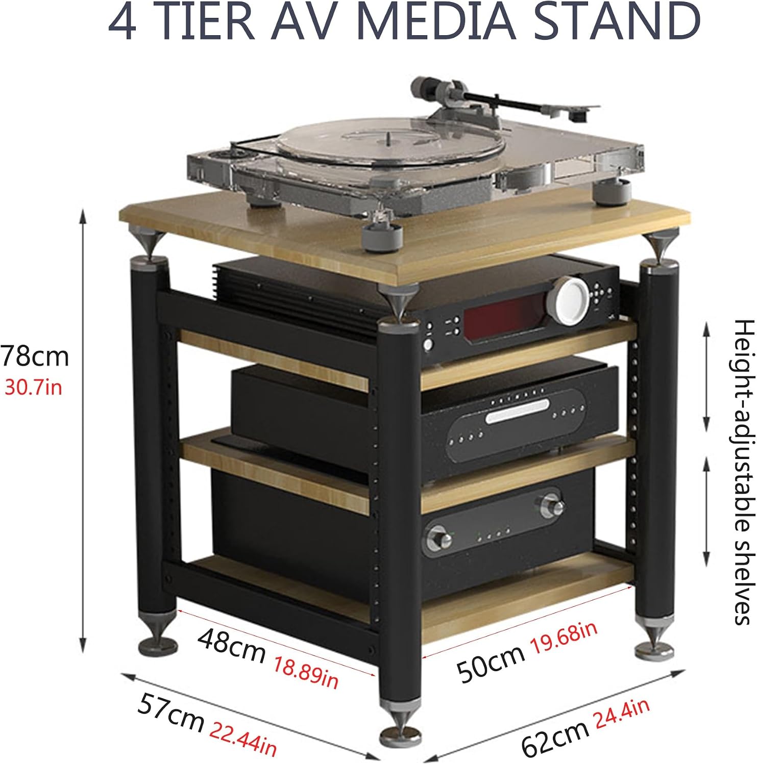 Audio Rack Stereo Cabinet,AV Media Stand,Stereo Racks and Stands,Dvd Stand Storage Tower,Corner Shelf TV Stand,Audio-video Shelving,Entertainment Stand,for Home Theater(White,62x57x78cm)