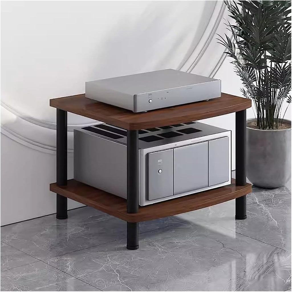 Heavy Duty HiFi Audio Video Stand - Modern Stereo Rack for Living Room & Home Theater - Durable Media Cabinet for Electronics Storage - Dark Brown, H 44cm