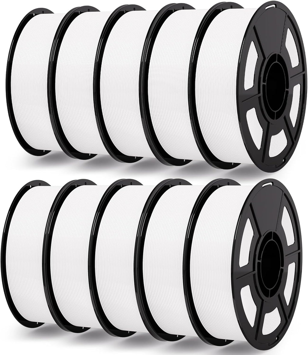 IEMAI White PETG Filament 1.75mm Bundle 10KG, 1KG Spool 10 Rolls 3D Printer Filament 30-300mm/s Printing Compatible with Bambu Lab, AMS, AMS Lite, Dimensional Accuracy +/- 0.02mm