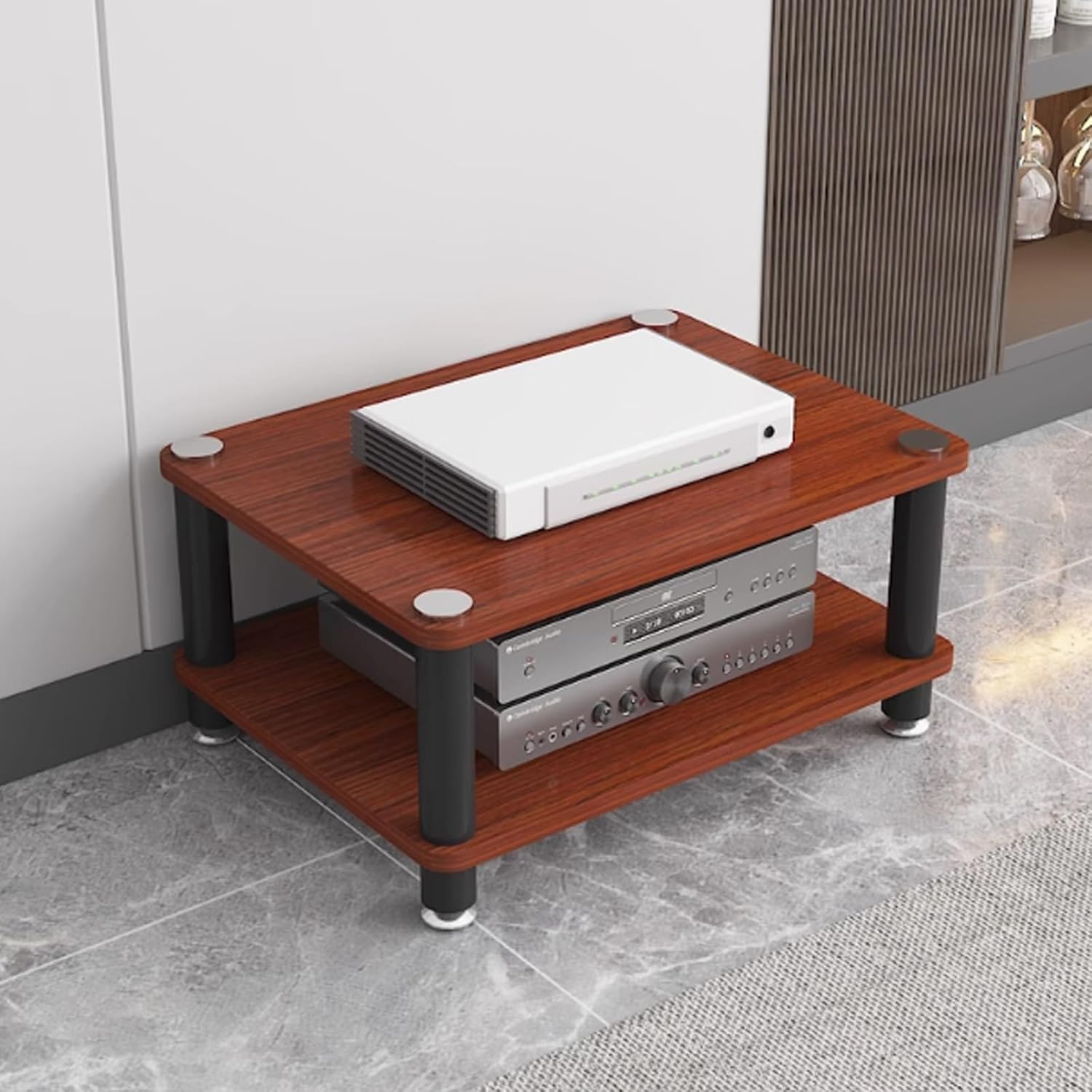 2/3/4 Tier Av Audio Rack Stereo Stand Audio Video Media Stand Record Player Stand CD Record Player Stereo Receiver AV Equipment Cabinet Display Rack Storage for Entertainment Stereo Component
