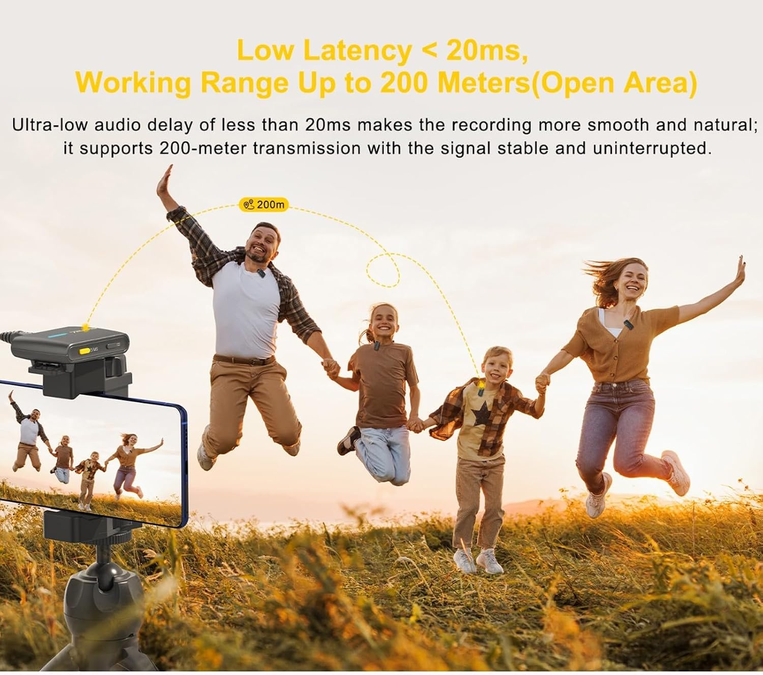 7RYMS iRay DW40 Wireless Lavalier Microphone with Four Transmitters One Charging Case Support AI Denoise, 48kHz/24bit Recording for Video Vlog, Interview, Live Streaming, Podcasting-White