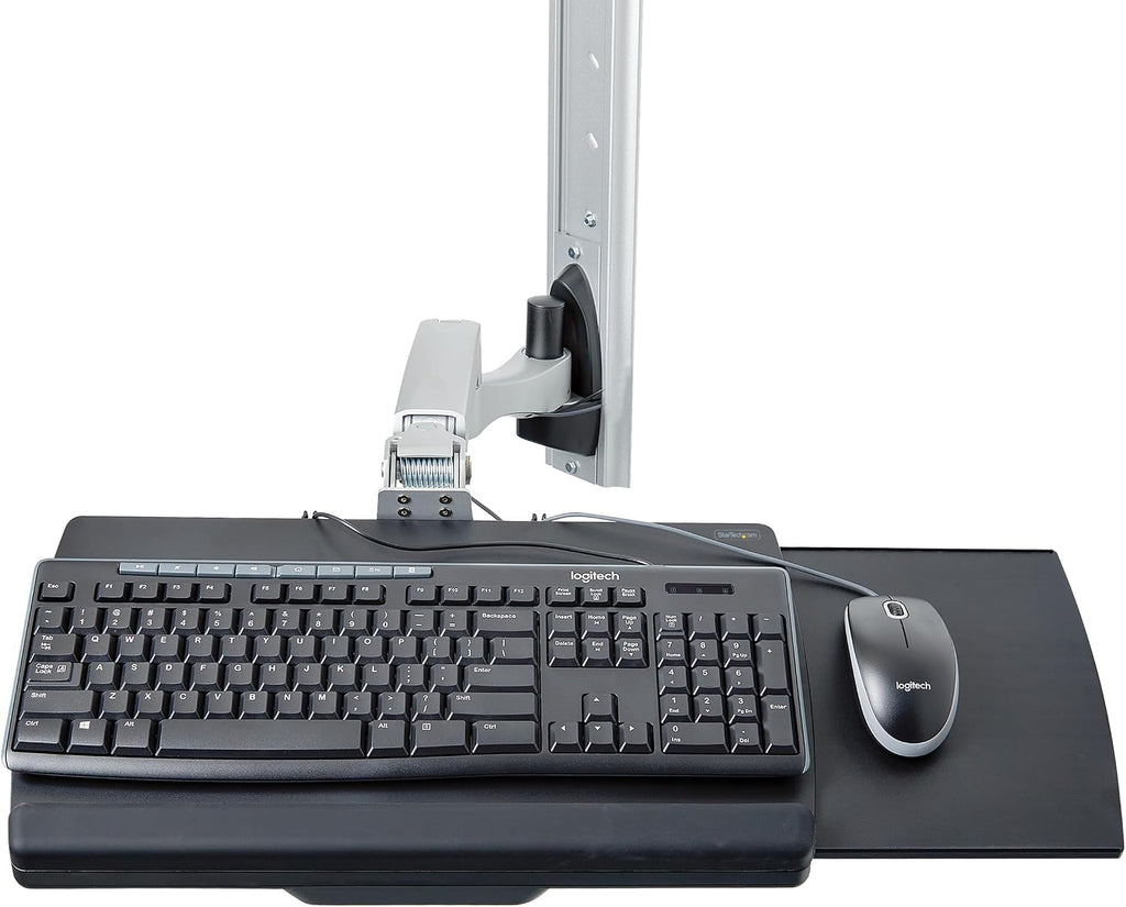 StarTech.com Wall Mount Workstation, VESA Mount for 32' Monitor (22lb/10kg), Fully Articulating Monitor Mount & Keyboard Tray, TAA
