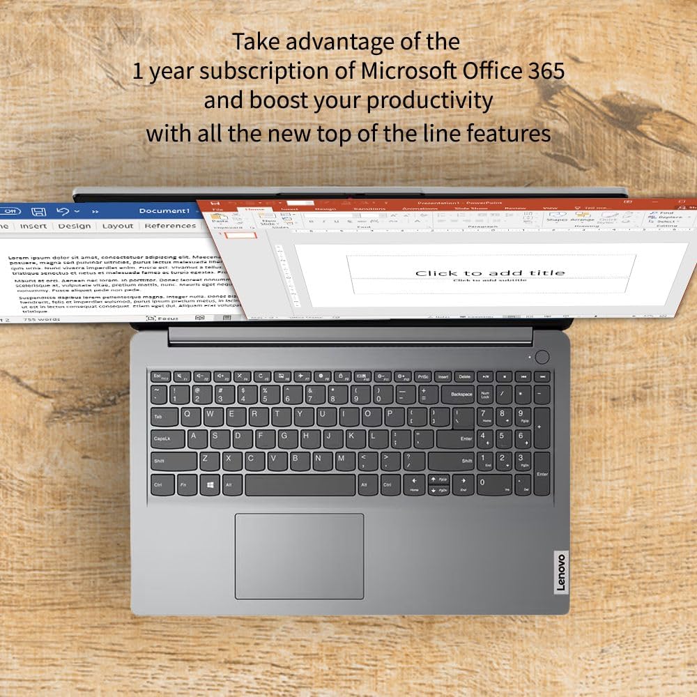 Lenovo 15.6' HD IdeaPad Anti-Glare Screen w/ 1 Year Microsoft 365, 128GB SSD, 8GB RAM, Windows 11 Pro, WiFi 6, HDMI, USB-C, Intel Processor, SD Card Reader, Up to 9.5 Hours Battery Life, w/WOWPC USB