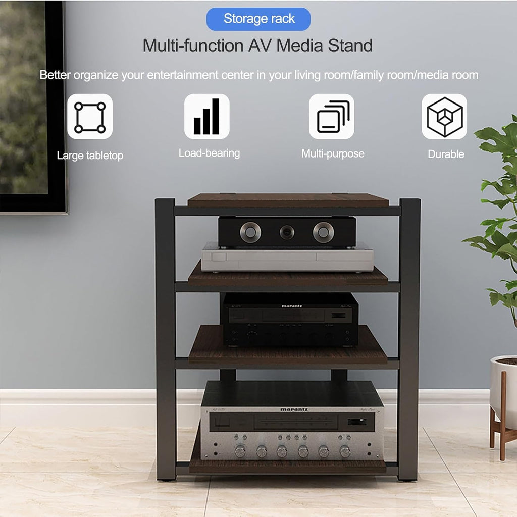 Audio Rack AV Media Stand Media Audio Tower Cabinet 2/3/4 Tier Audio Rack, for Entertainment Stereo Racks Component Storage and Collection Display(Black,90cm/35.4in)