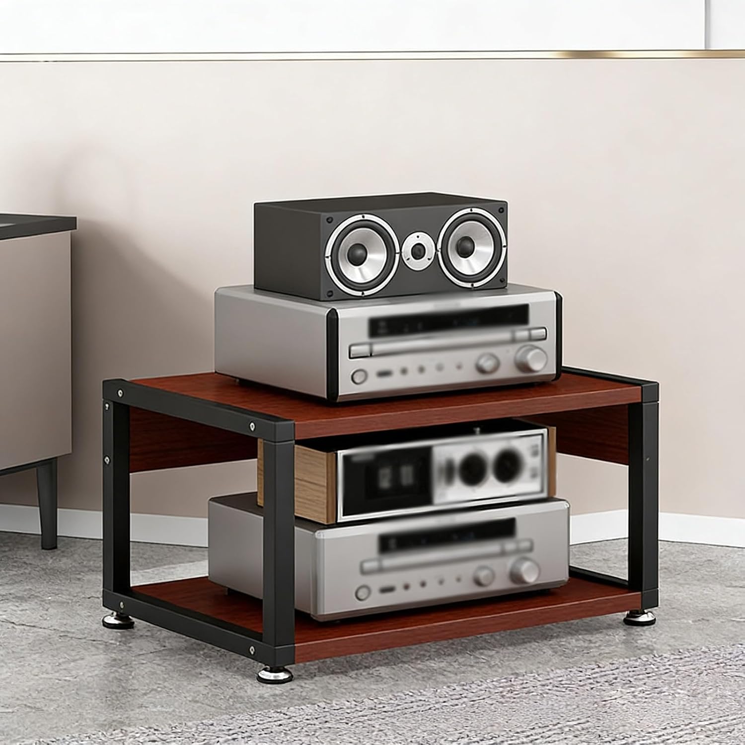 YLLFFLL Small Audio Component Rack Tower Media Stereo Stand Equipment Shelf 2 Layer, Modern Audio Stands and Cabinets for Studio, Standing Game Console Shelf(#2,H 35CM(13 4/5IN))
