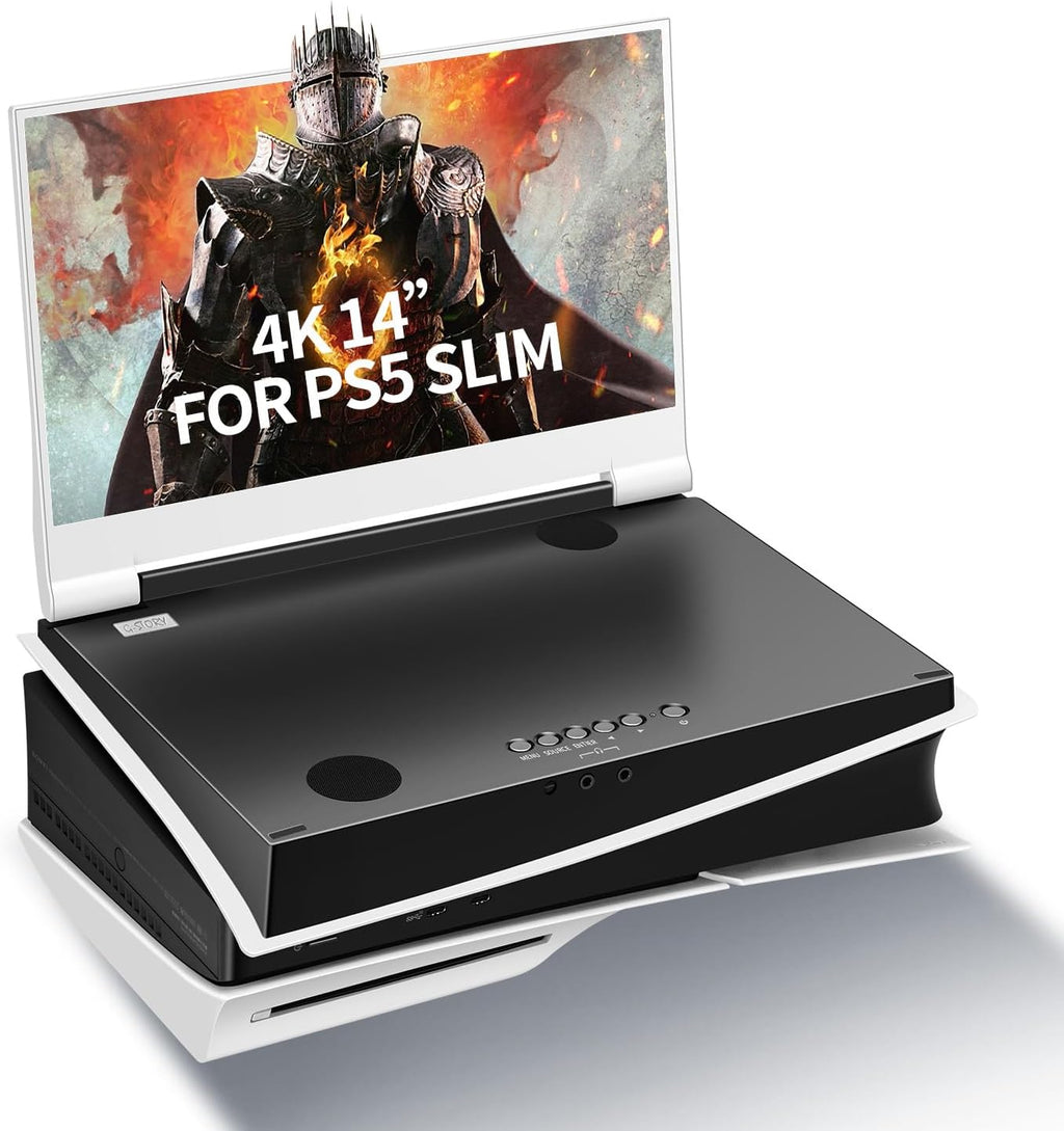 G-STORY 14' Inch IPS 4k 60Hz Portable Monitor Gaming Display Integrated with PS5 Slim(not Included) 3840×2160 with 2 HDMI Ports,FreeSync,Built-in 2 of Multimedia Stereo Speaker