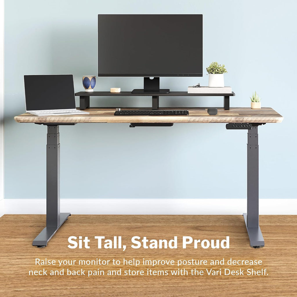 Vari Modern Monitor Riser - Large Dual Monitor Stand - Elevated Desk Shelf for Home Office Organization - Durable and Lightweight - Ideal for Computer and Gaming Setup - Black, 40'x10'x4'