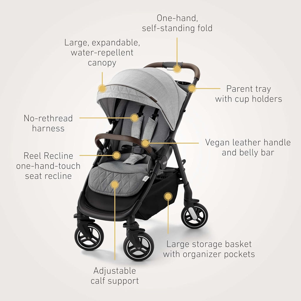 Graco® Premier Merge Travel System, 3-in-1 Car Seat Stroller Combo with EZ Spin Wheels for 360 Rotation,Includes SnugRide SnugFit 35 LX Infant Car Seat, Midtown