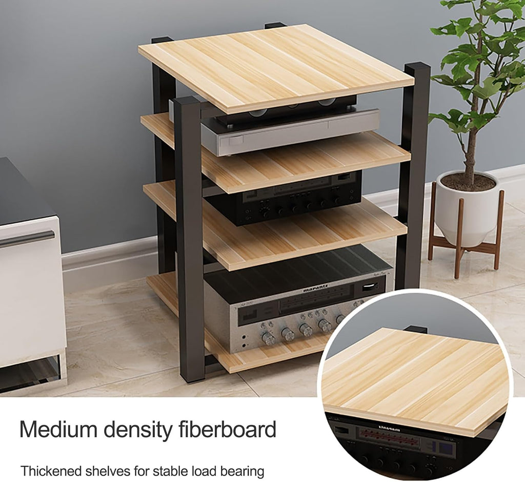 Audio Rack AV Media Stand Media Audio Tower Cabinet 2/3/4 Tier Audio Rack, for Entertainment Stereo Racks Component Storage and Collection Display(Black,90cm/35.4in)