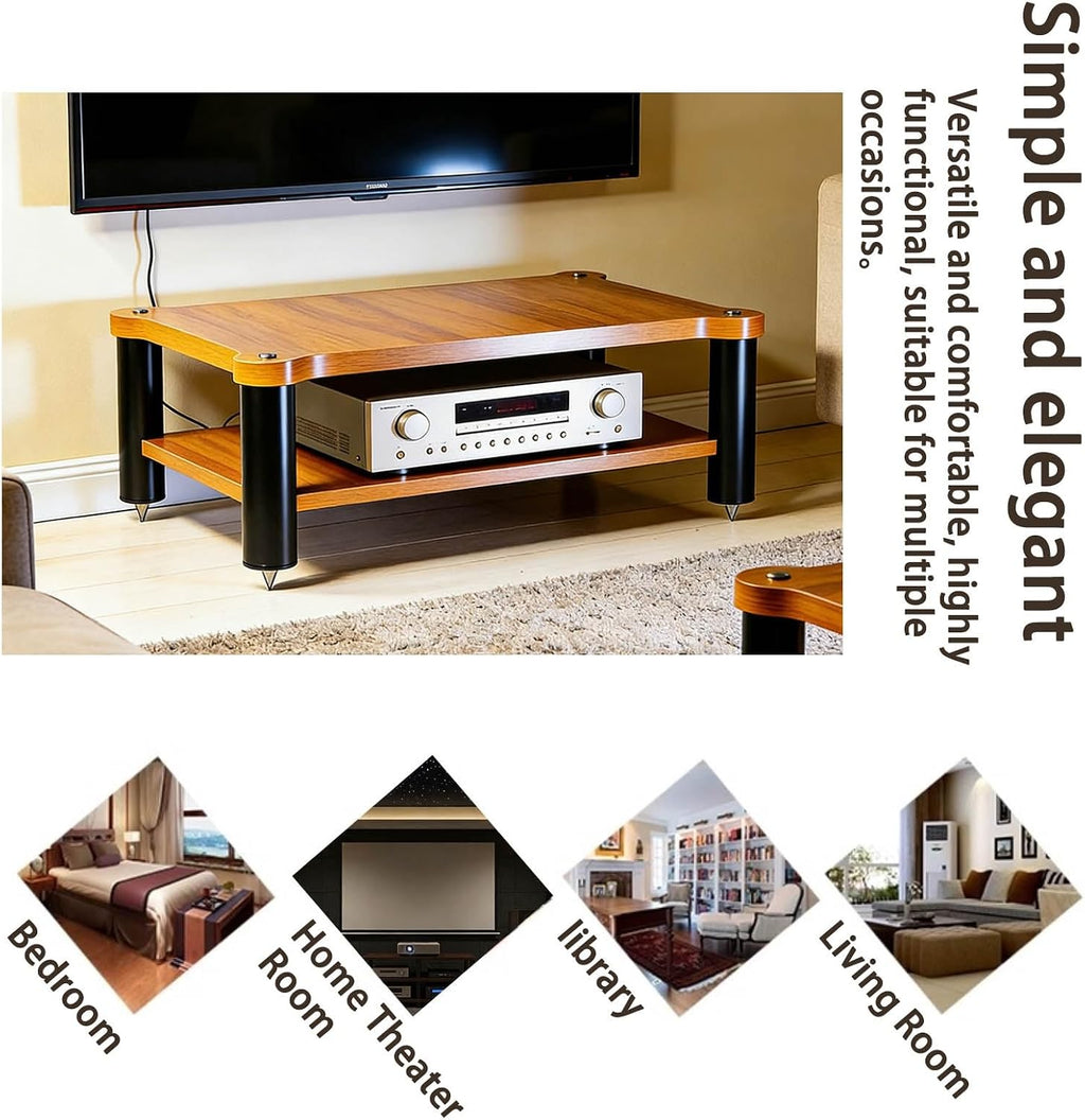 23.62in Double Layer Vibration Damping Amplifier Rack Stackable Audio Equipment Shelf Home Theater Living Room Study(60 * 48 * 28cm)