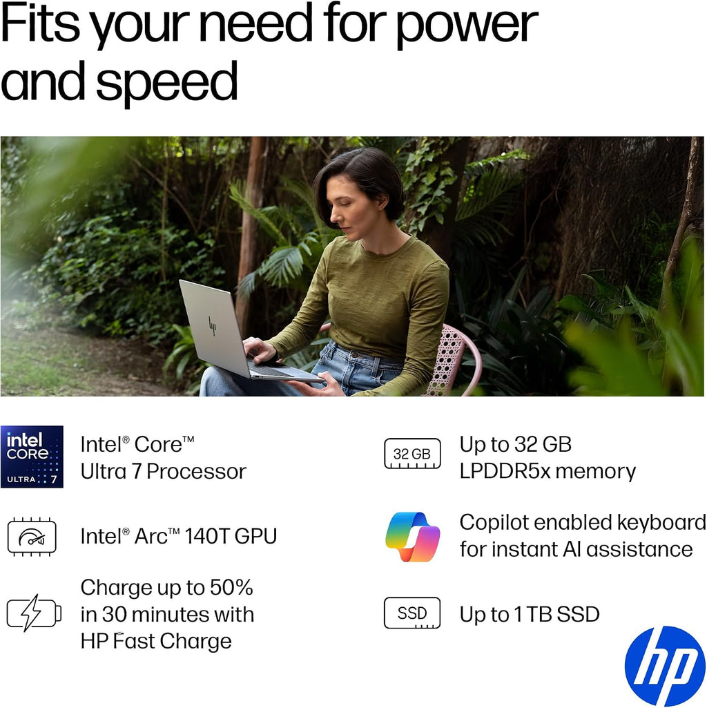 HP OmniBook 7 16' OLED Touchscreen Laptop, 2K 120Hz, Intel Evo Core Ultra 7 255H, Intel Arc 140T GPU, Copilot, Backlit Keyboard, Thunderbolt4, Wi-Fi7, Windows 11 (32GB DDR5 RAM | 1TB SSD | Win11 Home)