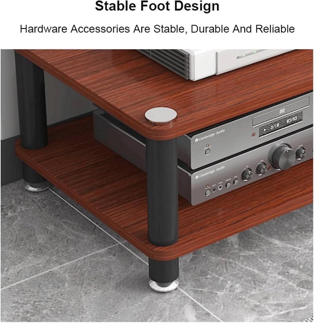 Audio Rack Wooden Stereo Rack Audio Equipment Rack Audio Open Rack Cabinet HiFi Rack Audio-Video Shelving Shock-Absorbing Feet(Nero,2 Tier)