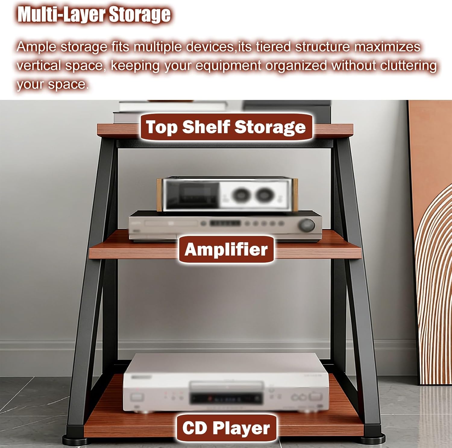 YLLFFLL Vintage 2 3 4 5 Tier Open Shelf Stereo Rack Equipment Stand with Footpad, Stackable Home Hi-fi Stereo Rack, Video Component Cabinet Audio Rack Tower(#1,2 Layer)