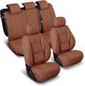 Coverland Custom Car Seat Covers Compatible with 2004-2008 Toyota Solara Convertible - Premium Leather Non-Slip Memory Foam Waterproof Seat Cover Custom fit Interior Protector [Full Set-Camel Brown]