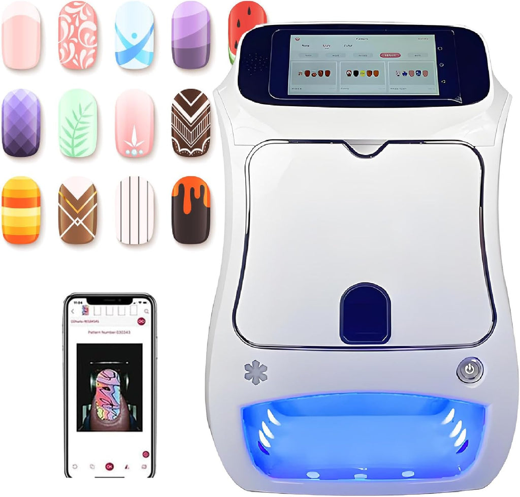 Nail Printer Nail Art Machine, Portable 3D Nail Painting Machine, DIY Nail Printer Control for Commercial Usage Nail Salon for Cute Girls Women