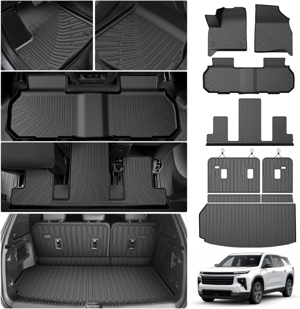 Cartist Floor Mats for Chevy Traverse/GMC Acadia 2024-2026 (Only for 7 Seats) & Buick Enclave 2025-2026, All Weather Cargo Liner for Traverse Accessories, Heavy Duty Car Mats, Car Accessories