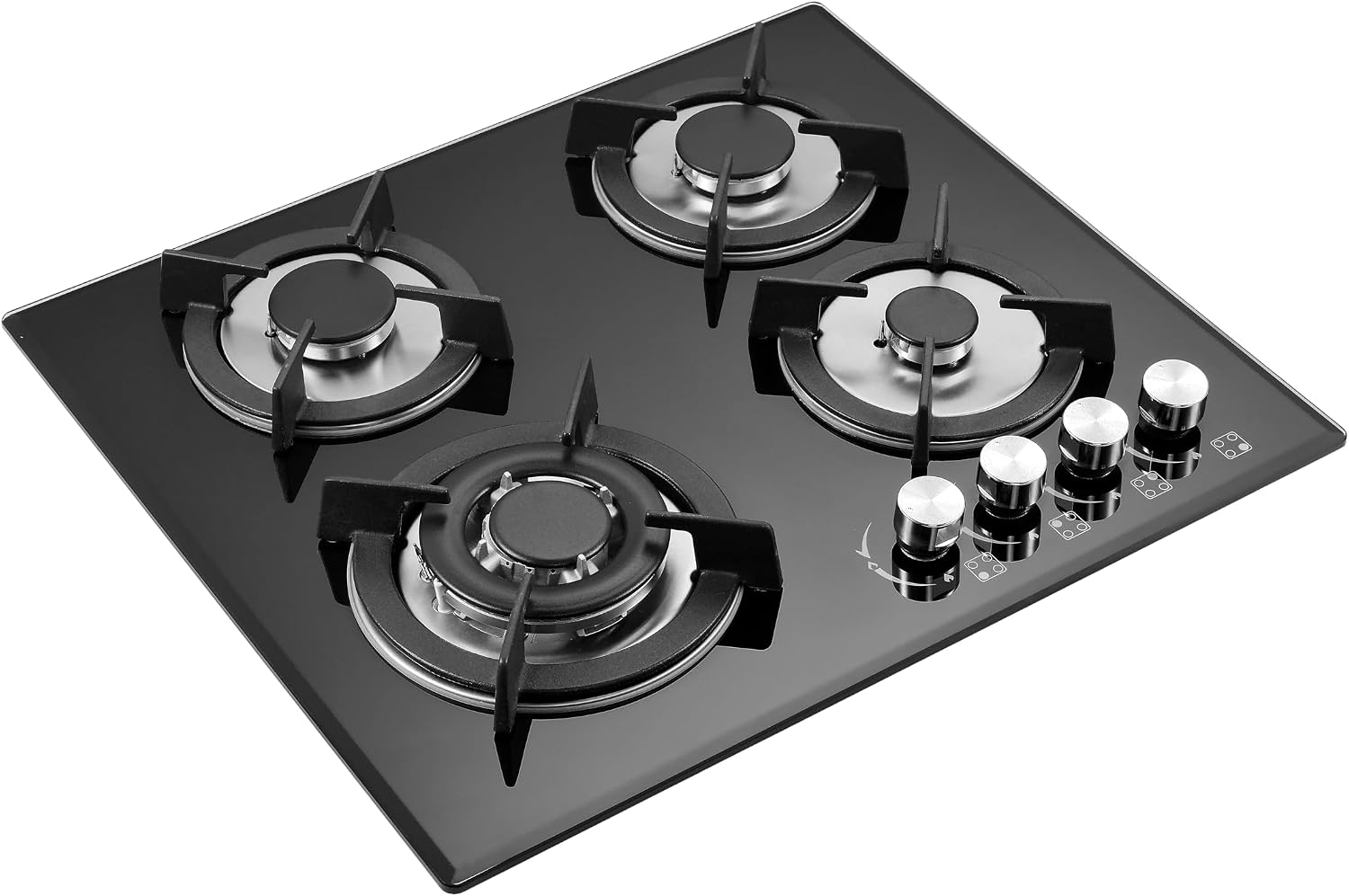 Gas Stove Top 4 Burners 24inch, Built-in Glass Gas Cooktop Propane Neutral Gas Convertible Stovetop, NG/LPG Dual Fuel Stovetop for Home, RVs