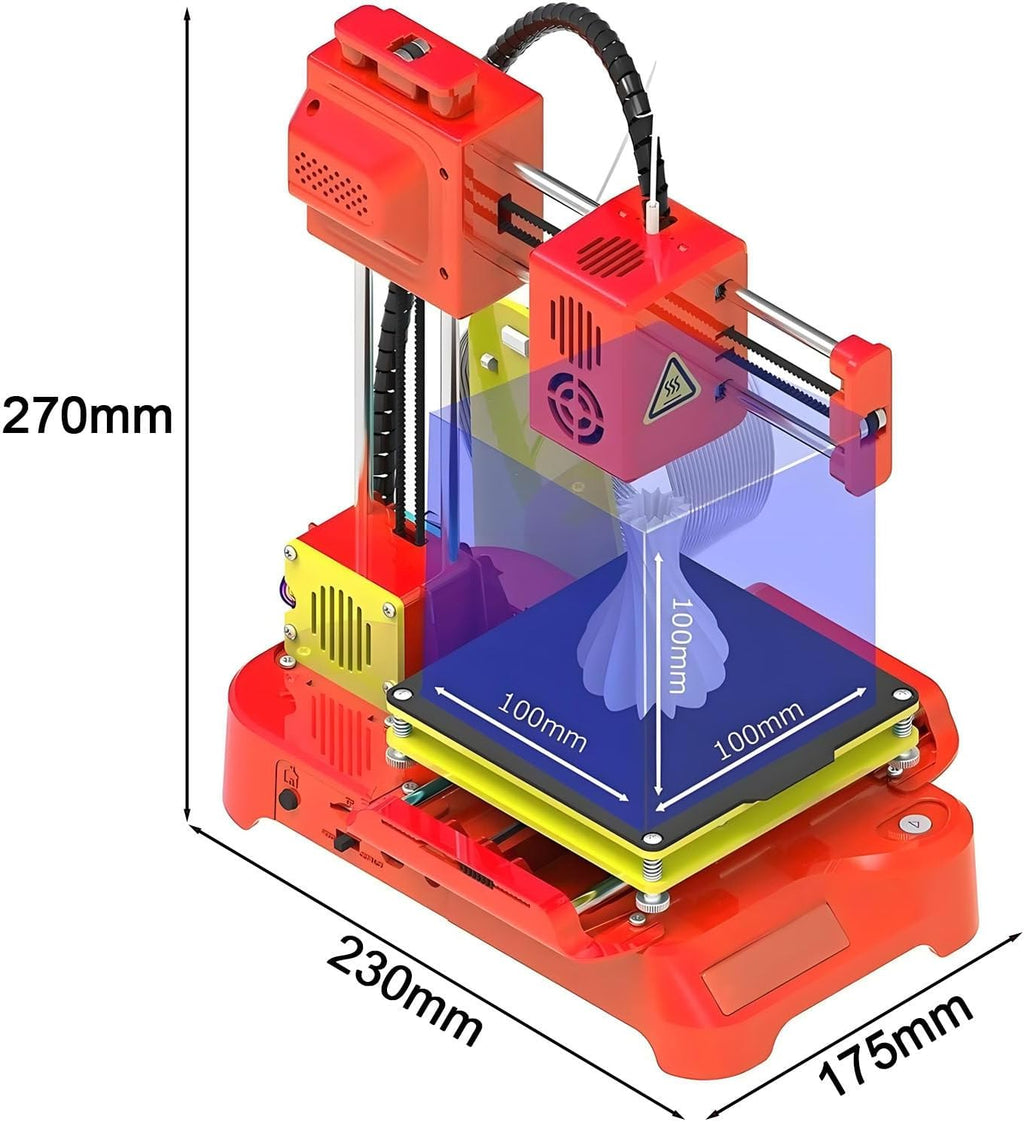 Mini DIY 3D Printers Desktop Kit,K7 3D Printer,Household Educational DIY Kit,with TF Card,with Larger Printing Size 100x100x100mm,for Beginners,Kids,Student Education Black