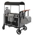 Wagon Stroller for 2 Kids, Foldable All-Terrain Wagon for Kids with Canopy, Adjustable Push and Pull Handles,Convertible High Seat & Organizer, 5 Point Harness (Light Gray)