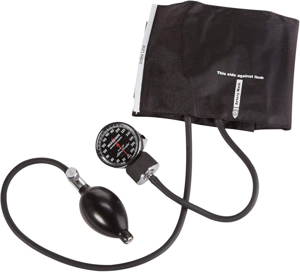 McKesson Aneroid Sphygmomanometer – Manual Blood Pressure Cuff Monitor with Carrying Case, Cuff 23-40 cm, Black, 20 Count
