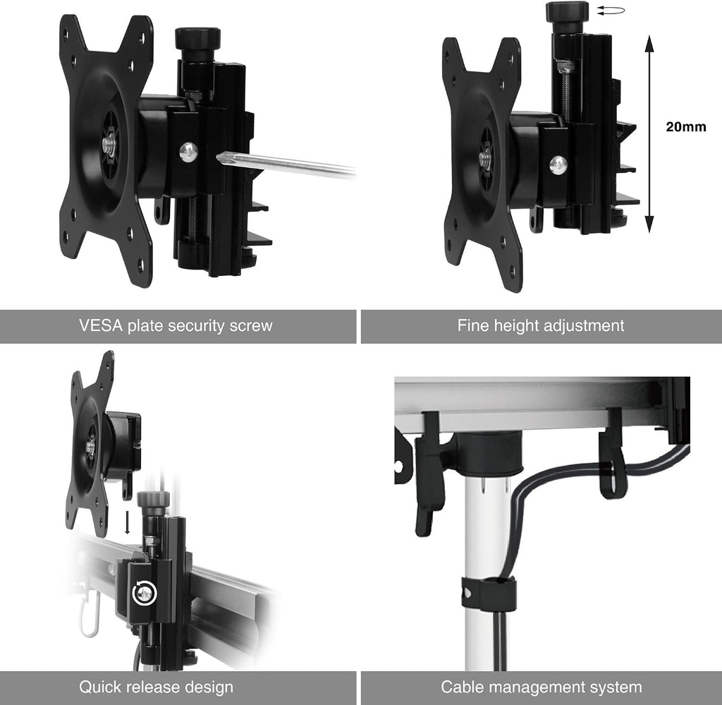 SIIG Premium Aluminum Triple Monitor Stand - 3 Monitors 13' to 27' Up To 17.6 lbs VESA 75 and 100 (CE-MT2111-S1)