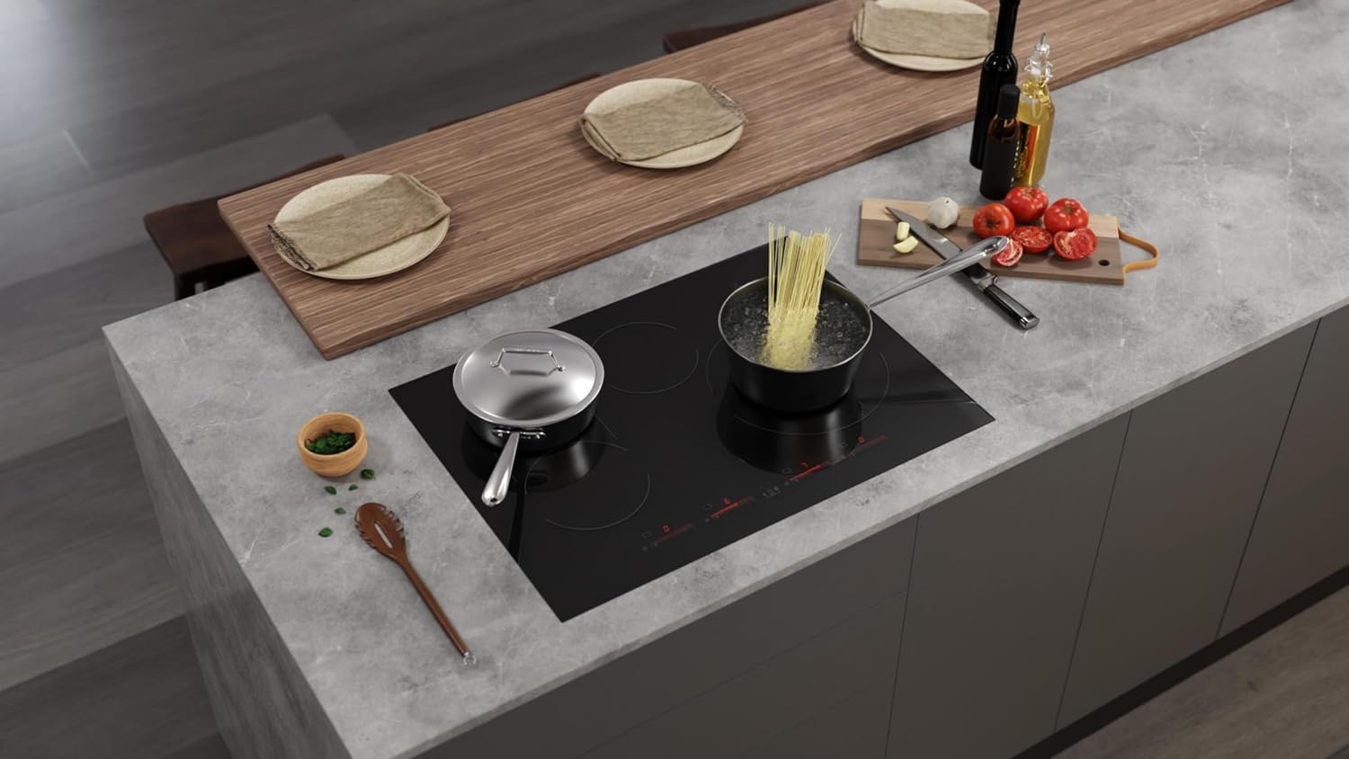 Elica EIV430 Volta 30 Inch Wide 4 Burner Induction Cooktop with Pot Detector - Black