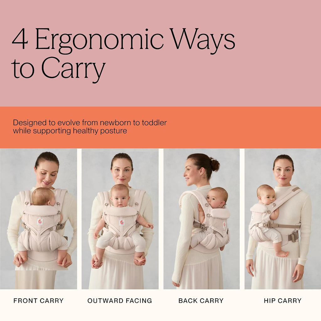Ergobaby Omni Classic Baby Carrier for Newborn to Toddlers 0-48 Months (7-45 lbs) - 4-Position Breathable Mesh Baby Carrier with Ergonomic Support - Charcoal Grey