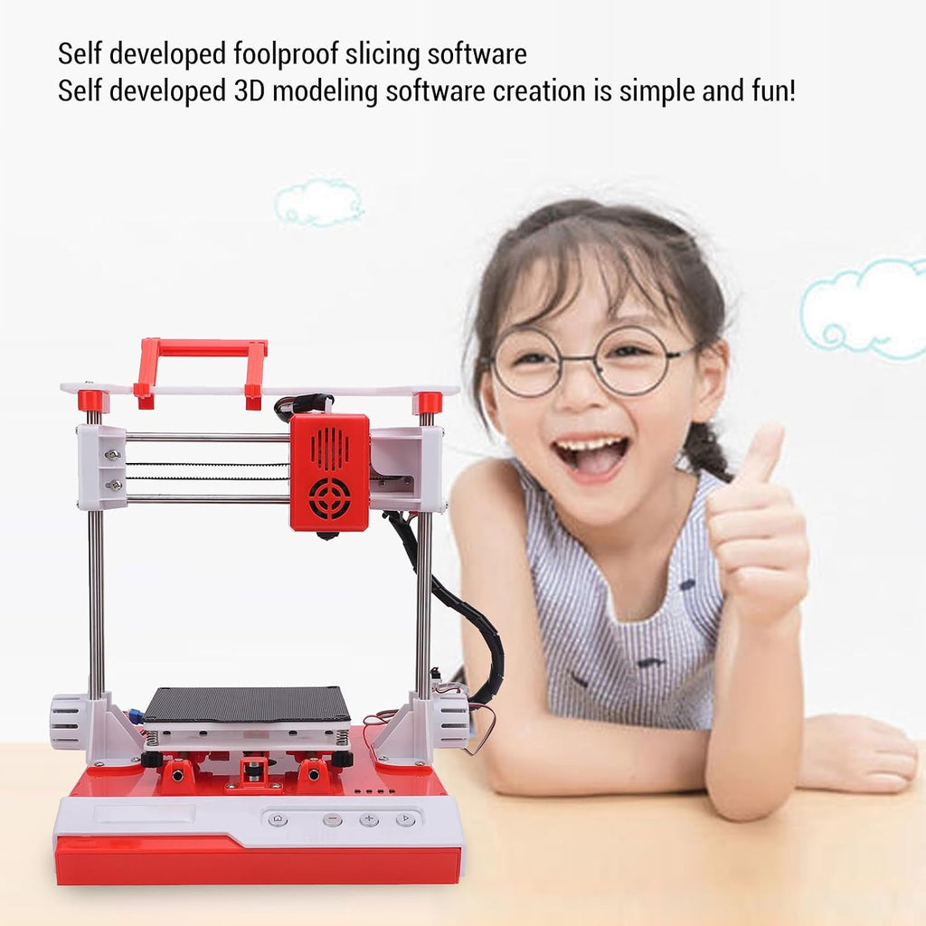 Mini 3D Printer - PLA/TPU Filament | 100x100x100mm Printing Size | 0.4mm Nozzle | Fully Open Source | Support STL Formats | 3D Printing Machine for Kids and Beginners (Orange White)