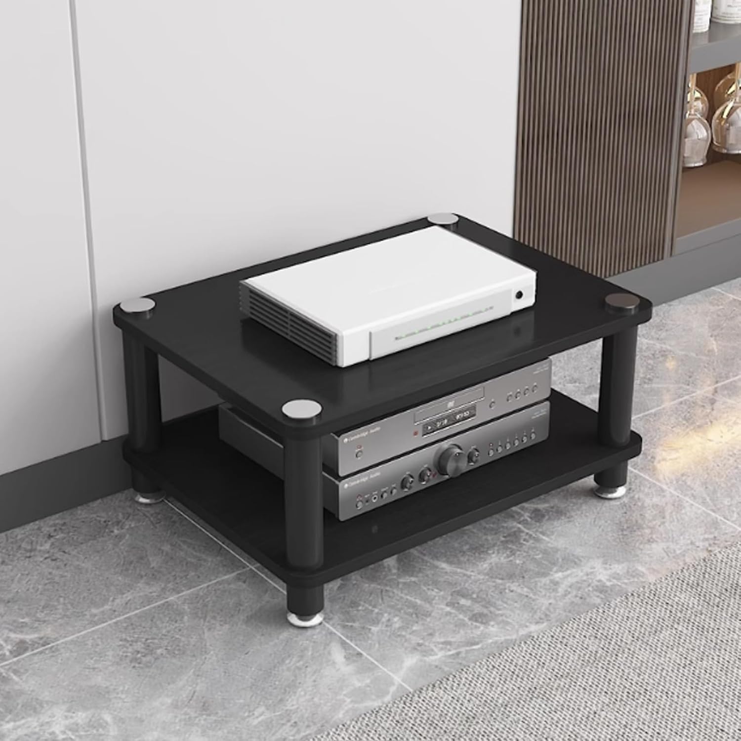 2/3/4 Tier Av Audio Rack Stereo Stand Audio Video Media Stand Record Player Stand CD Record Player Stereo Receiver AV Equipment Cabinet Display Rack Storage for Entertainment Stereo Component