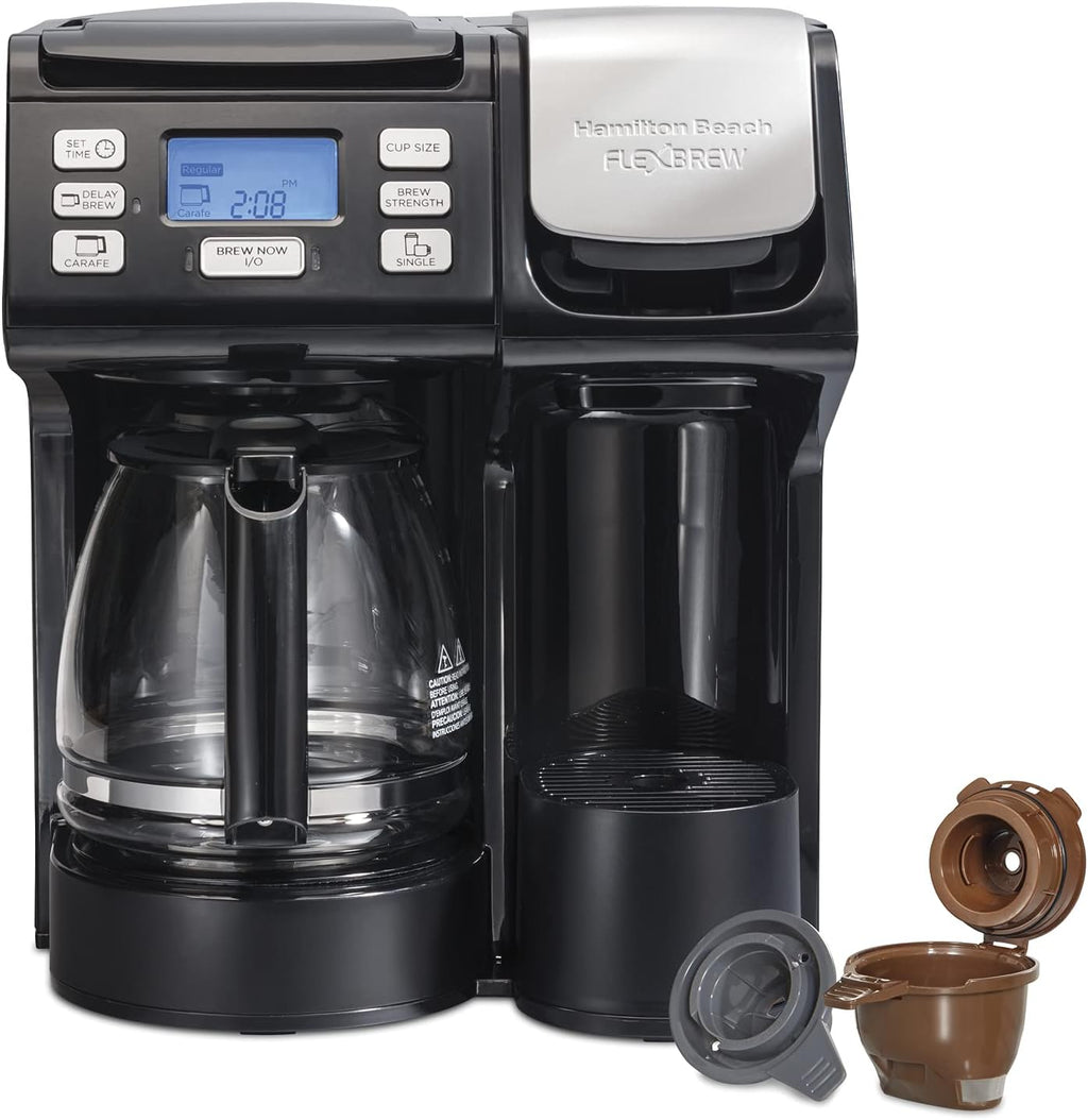 Hamilton Beach Toaster Oven Air Fryer Combo with Large Capacity, Fits 6 Slices or 12' Pizza & FlexBrew Trio 2-Way Coffee Maker, Compatible with K-Cup Pods or Grounds