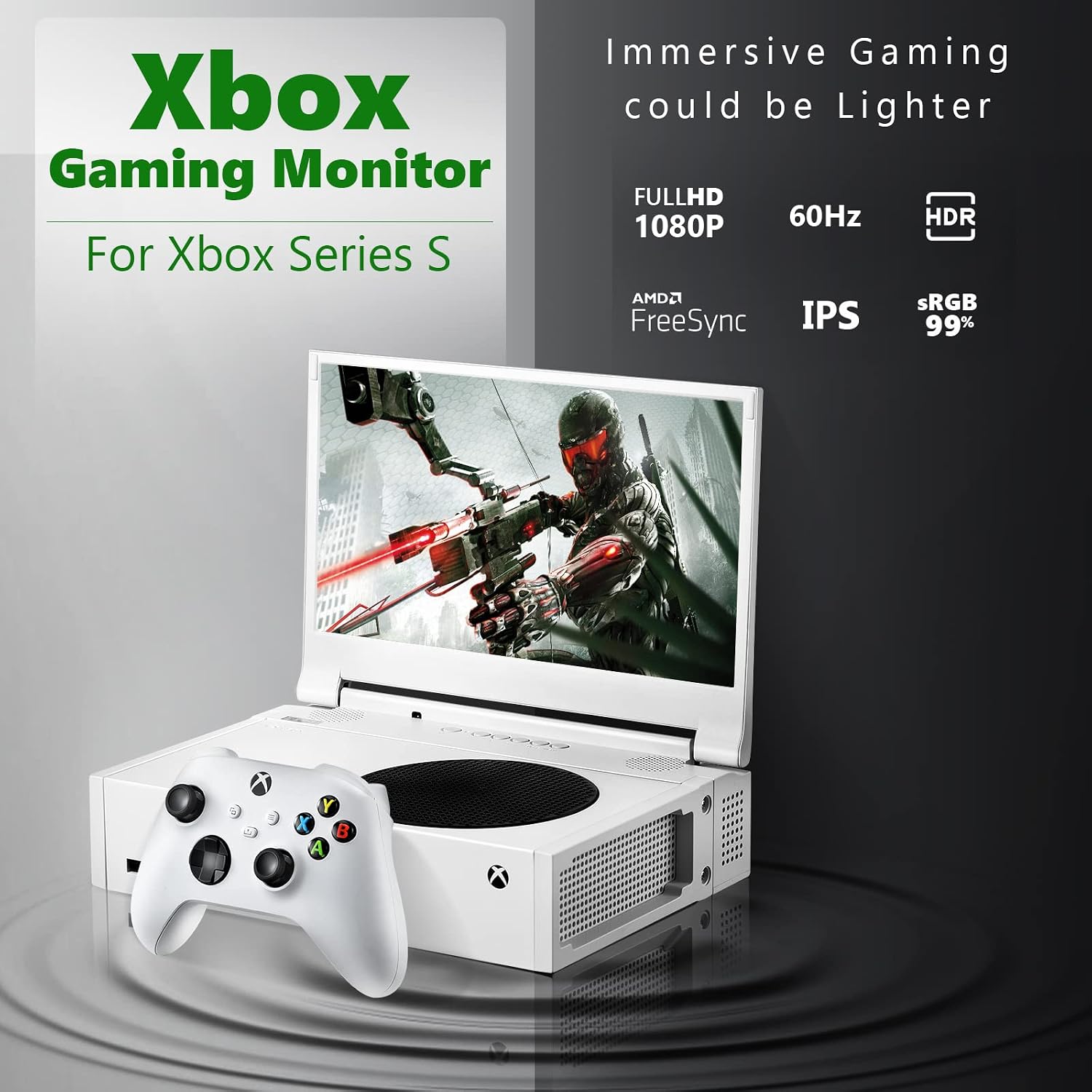 DEPGI 12.5' Portable Gaming Monitor for Xbox Series S (not Included), 1080P Full HD Display with IPS Screen Dual HDMI 2, Support HDR Freesync 3 Game Modes, for Travel Outdoor Indoor Use