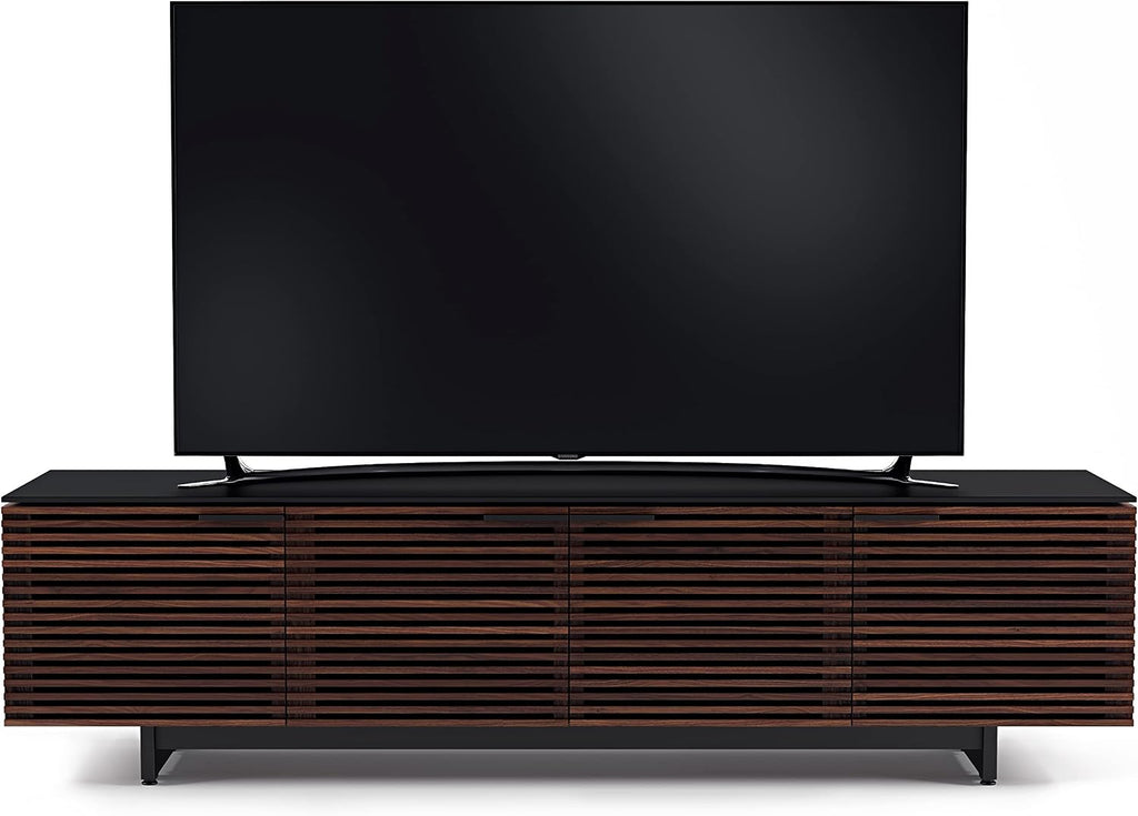 BDI Furniture Corridor 8173-79.25'' TV Stand for TVs up to 85' with Soundbar Shelf, Adjustable Shelves, Cable Management, Ventilation, Tempered Glass Top, Chocolate Stained Walnut