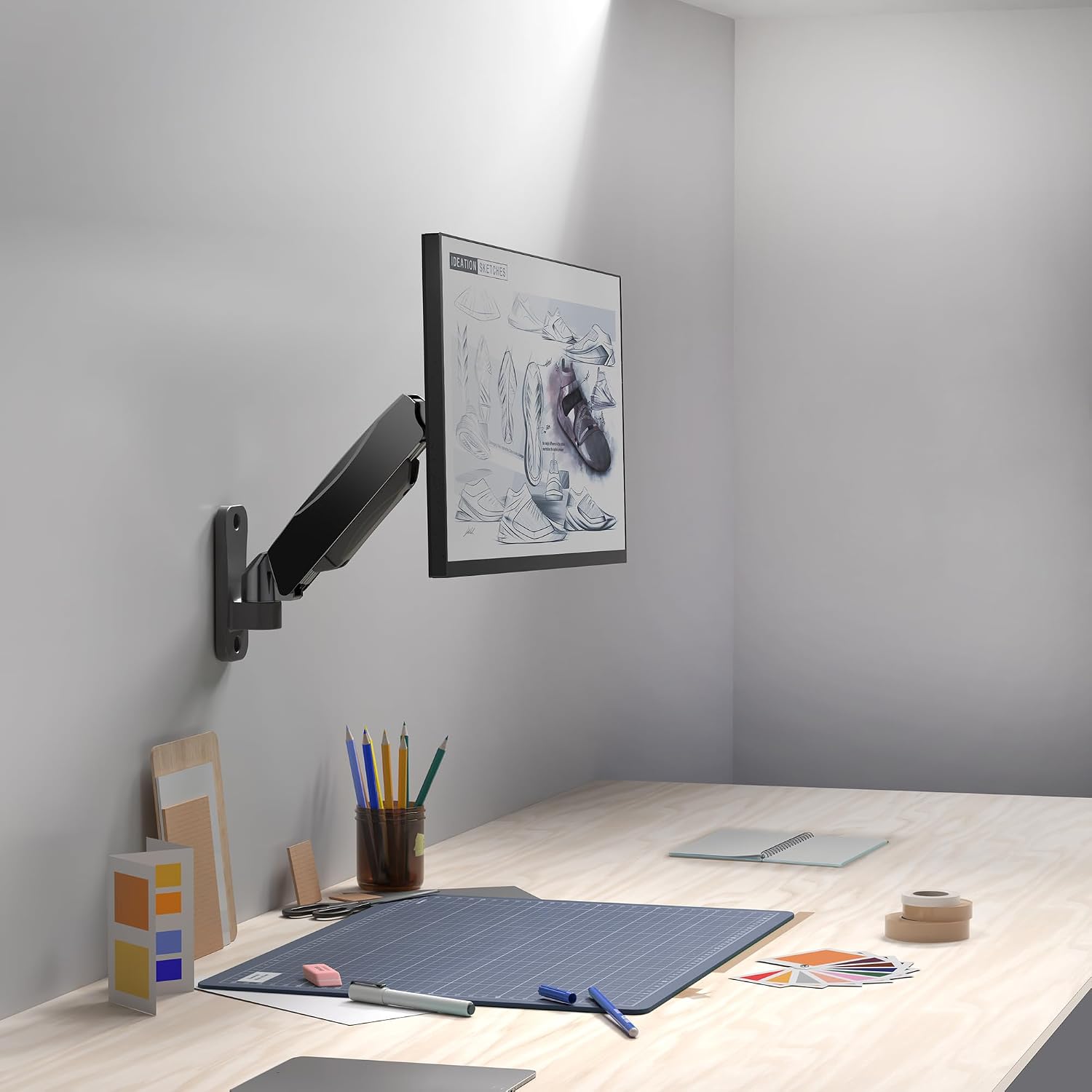 VIVO Height Adjustable Pneumatic Arm Single Monitor Wall Mount, Full Motion Articulating, Fits 17 to 32 inch Screen, Black, MOUNT-V001A (Pack of 5)