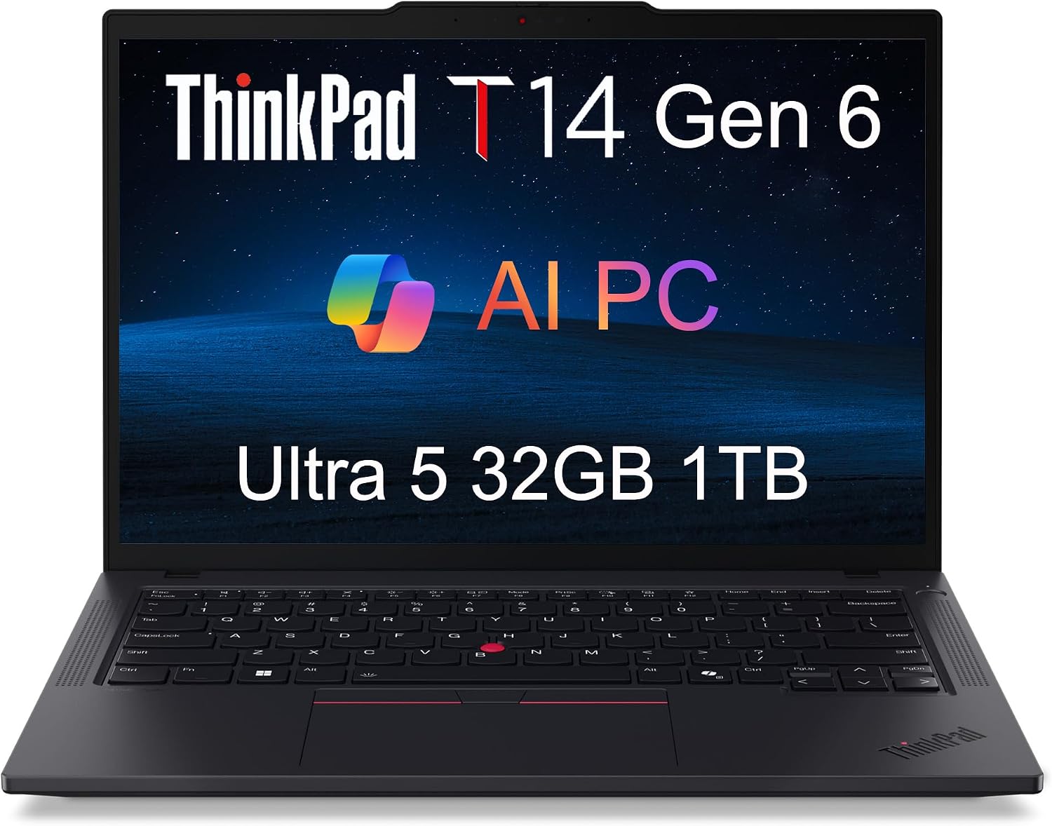 Lenovo ThinkPad T14 Gen 6 Business Laptop (14' FHD+, Intel 12-Core Ultra 5 225U (> Ultra 7 155U), 32GB DDR5 RAM, 1TB SSD), Backlit, Fingerprint Reader, 5MP Webcam, Thunderbolt 4, Win 11 Pro, AI PC