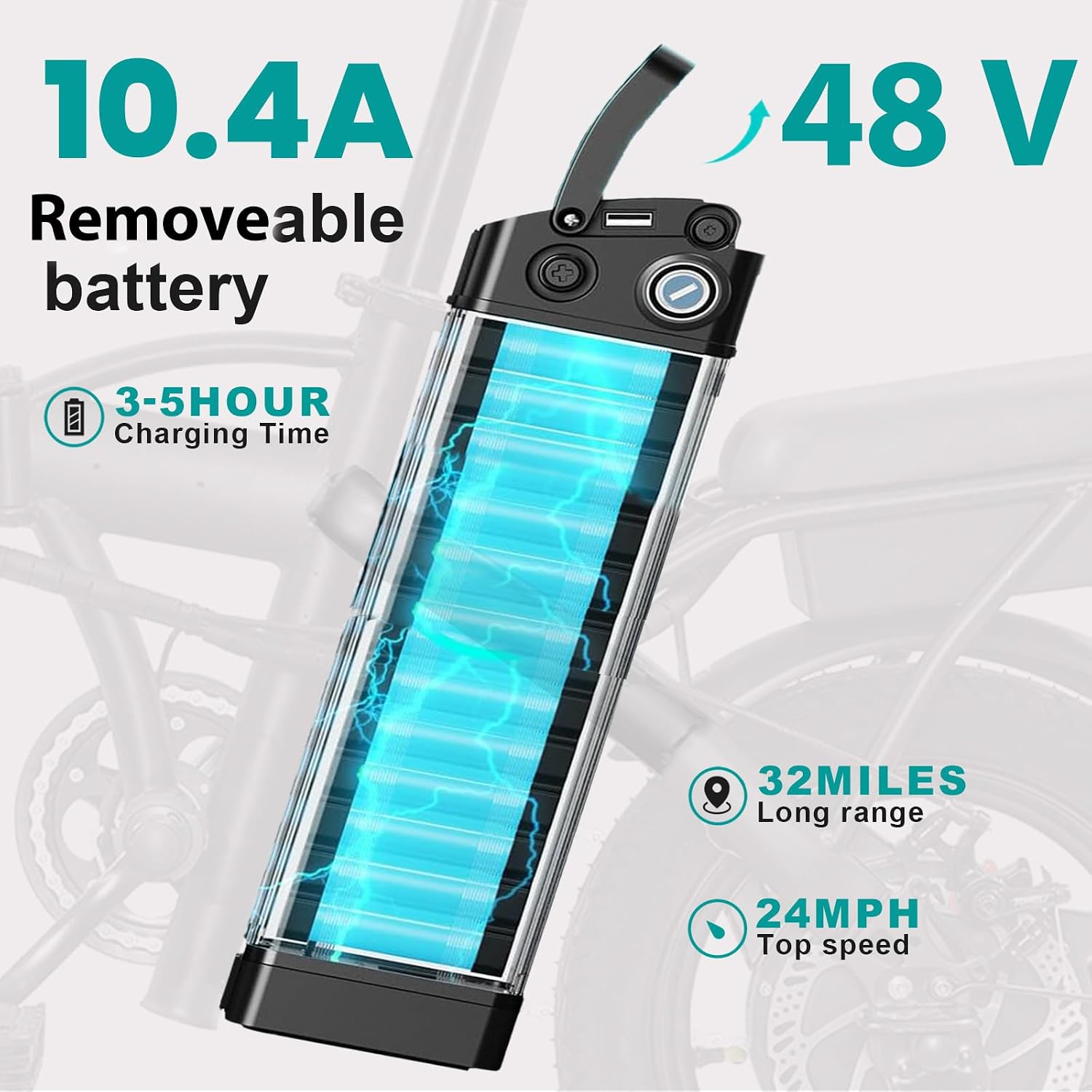Electric Bike for Adults and Teens, 560-740W Motor, 20-25MPH Compact Commuter Folding Ebike, 32 Miles Range, 48V 10Ah Battery, 3-Level Pedal Assist, 14' Foldable Electric Bicycle, UL 2849 Certified