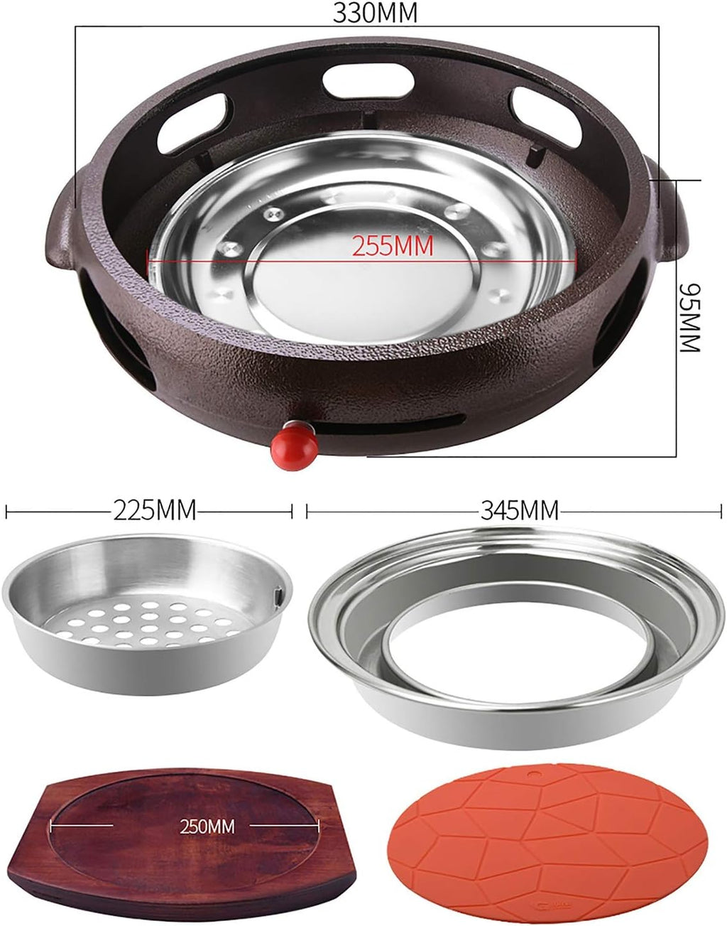 BBQ Barbeque Barbecue Grill, BBQ, Korean Household Charcoal Grill, Large Cast Iron Barbecue Meat Stove, Stainless Steel Grill Pan, 9 Styles (Color : H)
