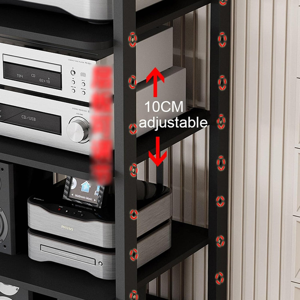 Entertainment Center for TV, Audio Video Components, Stereo Equipment, Gaming Consoles - Media Stand with Open Storage Shelves for Streaming Devices