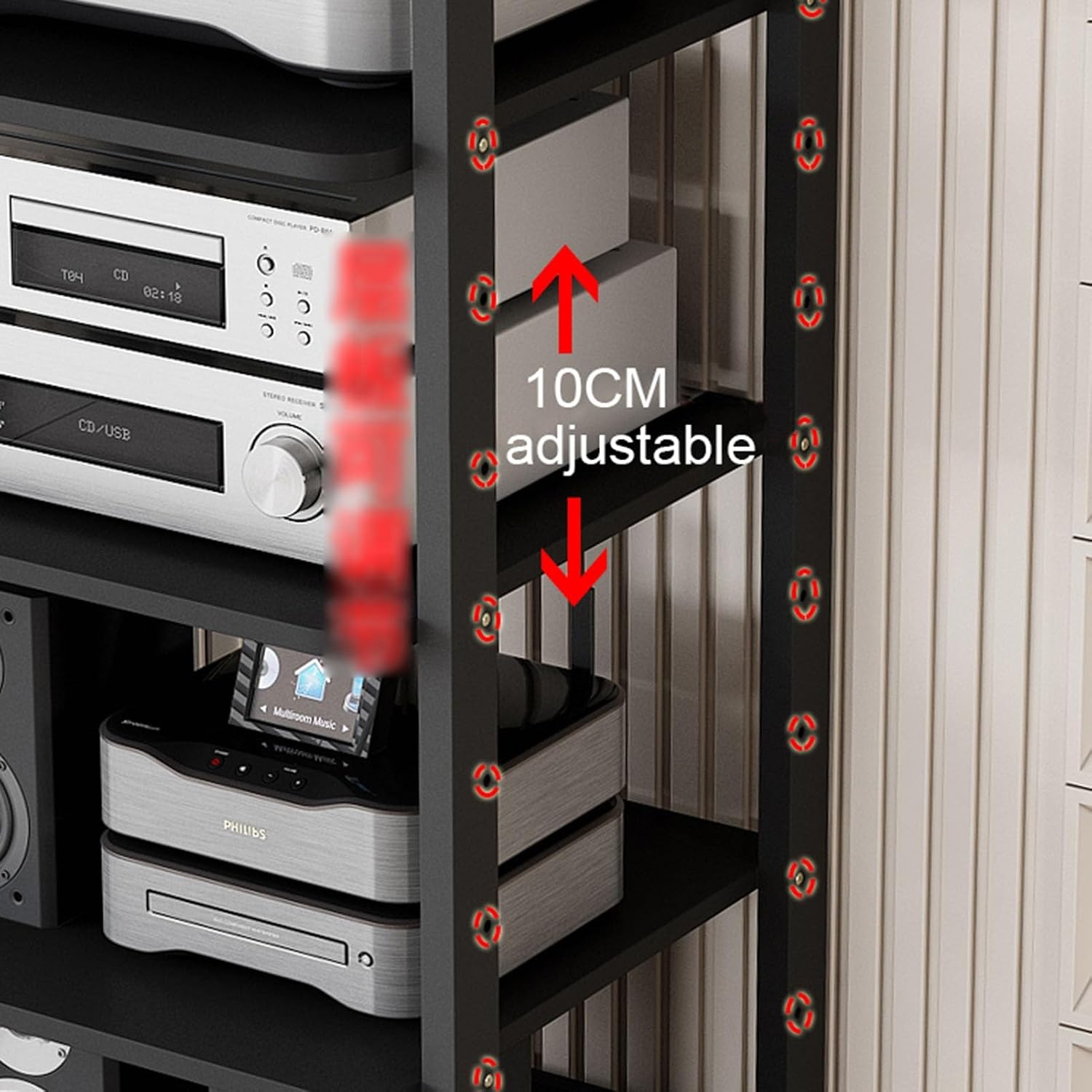 Entertainment Center for TV, Audio Video Components, Stereo Equipment, Gaming Consoles - Media Stand with Open Storage Shelves for Streaming Devices