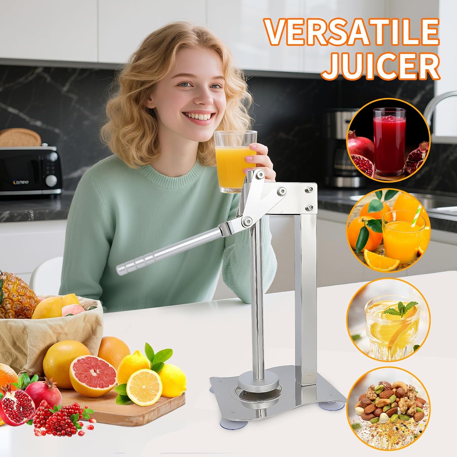 Manual desktop heavy duty lemon smasher orange juicer lemon squeezer citrus juicer fruit crusher lime extractor nut grinder for fruit and nuts（WN014)