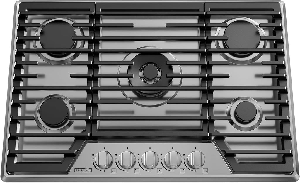Empava 30-Inch Gas Stove Cooktop - with 5 Italy SABAF Sealed Burner NG/LPG Convertible in Stainless Steel