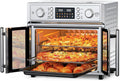 Plum chef 27.5QT French Door Air Fryer Toaster Oven Combo, Countertop Oven with 14 Presets & Digital Control, Extra Large Toaster Oven for Baking, Roasting, Accessories Includes,Stainless Steel
