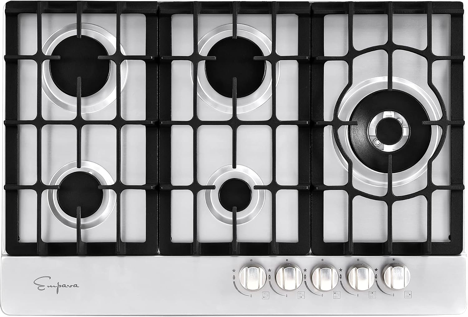 Empava 30-Inch Gas Stove Cooktop - 5 Italy SABAF Sealed Burner NG/LPG Convertible in Stainless Steel