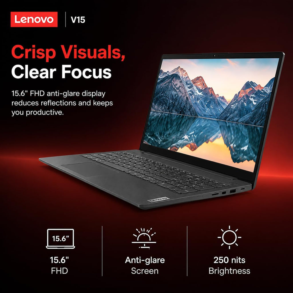 Lenovo 2026 Business and Student Laptop with MS 365 for Web, Intel Powerful Processor, 8GB DDR5, 256GB PCIE, 15.6' FHD Display, Wi-Fi 6, Fast Charging Speed, 14.5-Hour Battery Life, Windows 11 Pro
