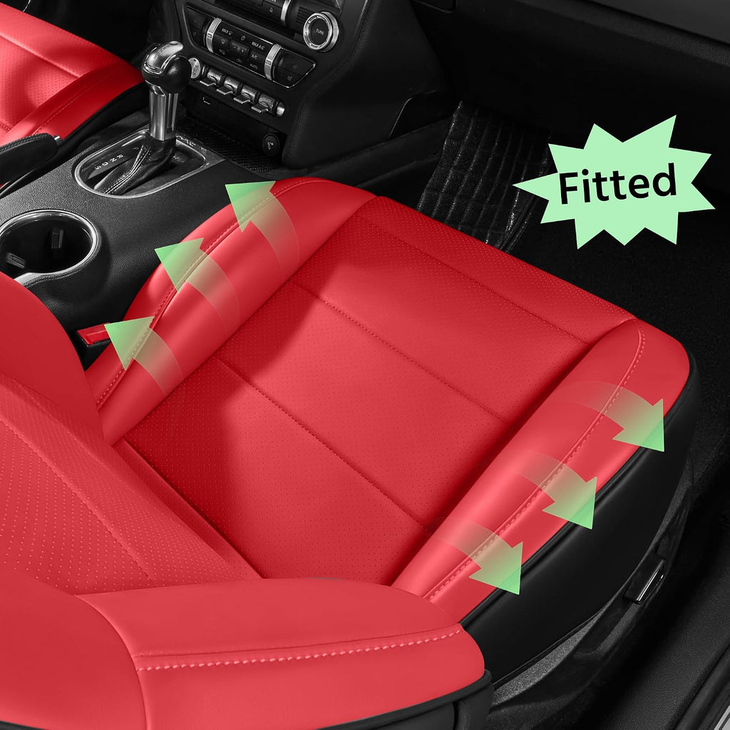 for Ford Mustang Seat Cover 2015-2026 Coupe Hardtop Nappa Leather Car Seat Cover Full Set (M-Red&Black)