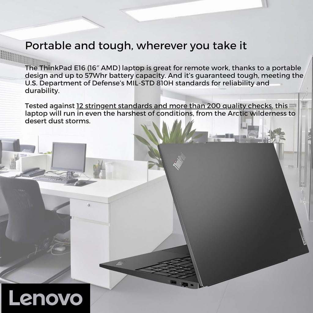 Lenovo ThinkPad E16 G2 Laptop Computer, 16' FHD+, AMD 8-Core Ryzen 7 7735HS, 16GB DDR5 RAM, 1TB PCIe SSD, WiFi 6E, Windows 11 Pro